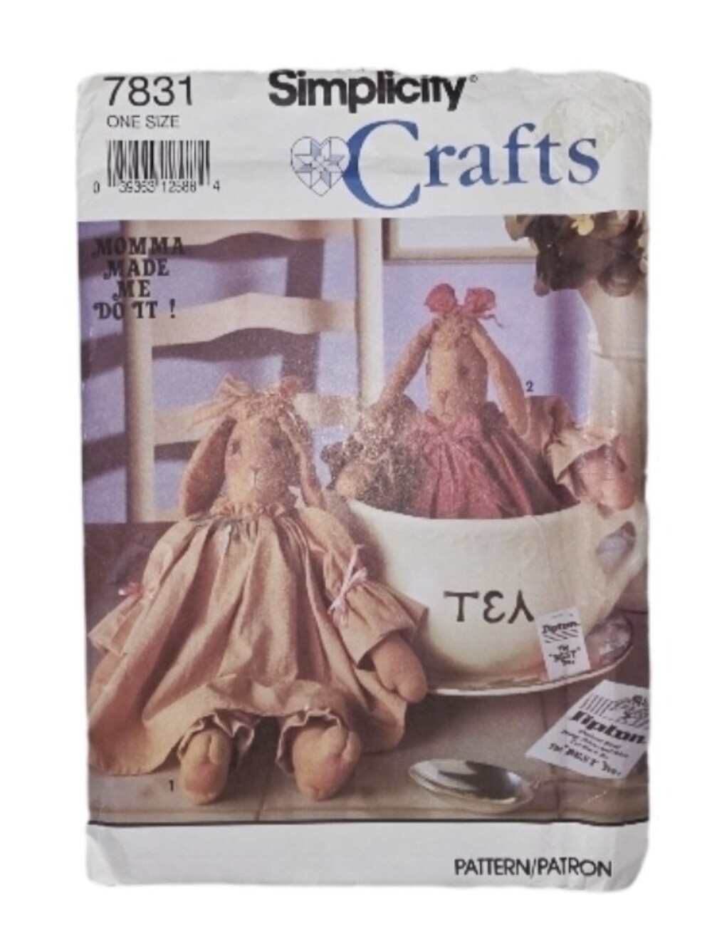Sewing Pattern 7831 Simplicity Bunny Doll Pattern in Tan OS